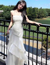 White Enchanted Evening Prom Dresses For Party&Birthday&Graduation-Ruffled Layered Fairytale Evening Dresses